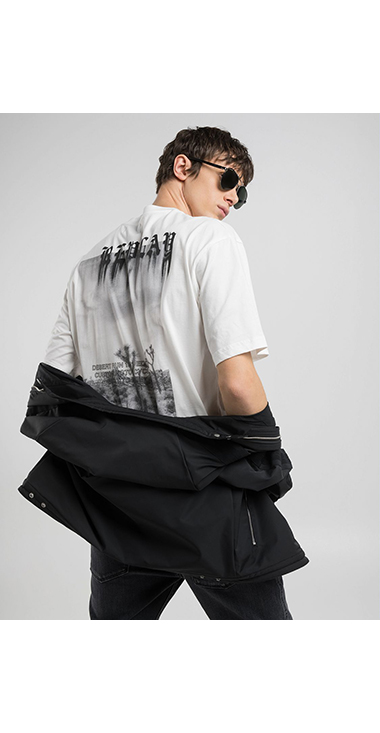 オーバーフィット ベーシックジャ－ジーコットンプリントTシャツ 詳細画像